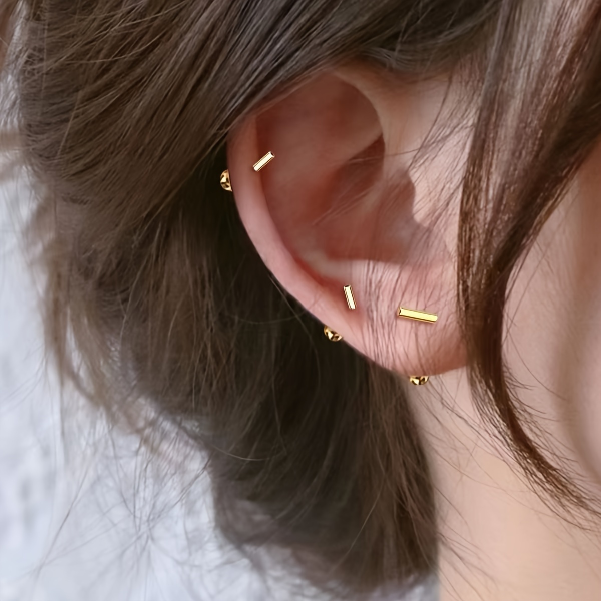 Stylish Stainless Steel Golden Stick-shaped Earrings